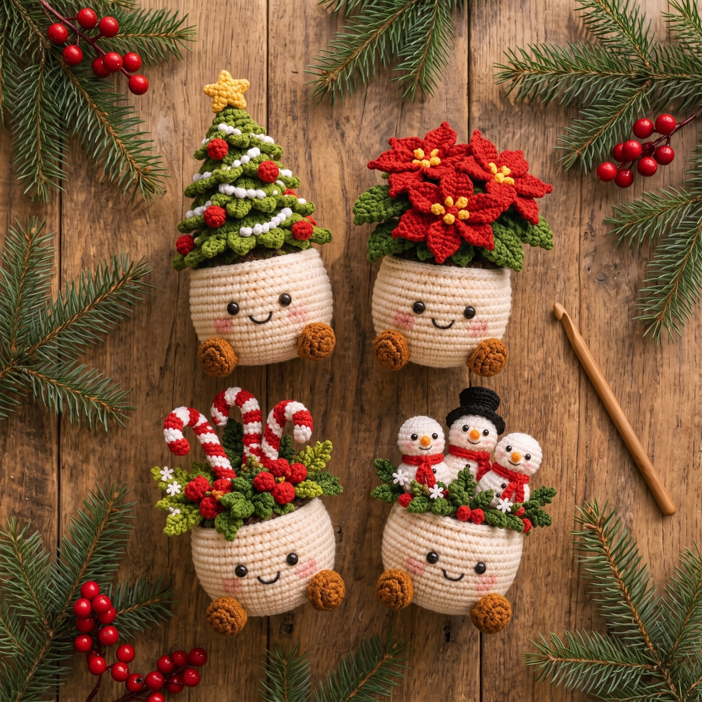 Christmas Plant Pot Cozy Pattern Set pattern pages