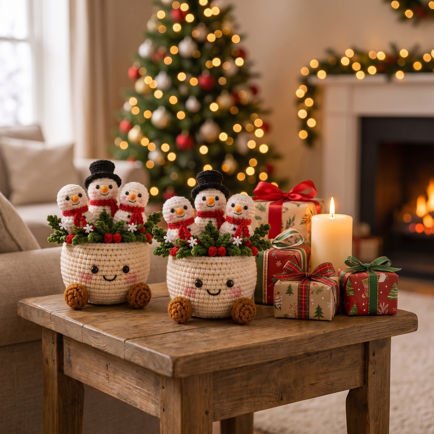 Christmas Plant Pot Cozy Pattern Set